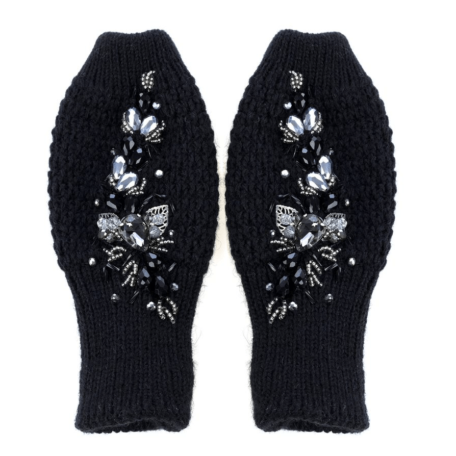 Schwarze Handschuhe - Schwarz Silber