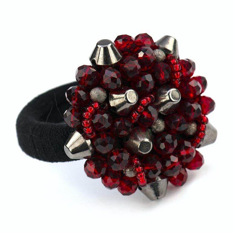 GlamRock Cleo II Deep red small studs - large elastic - LaVashka.com