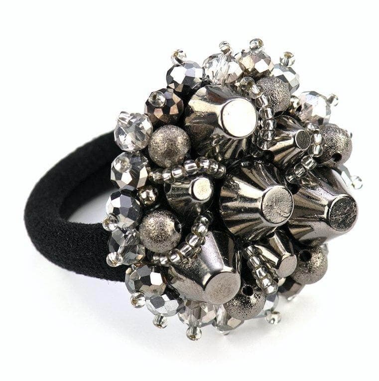 GlamRock Cleo II Silver moon large studs - large elastic - LaVashka.com