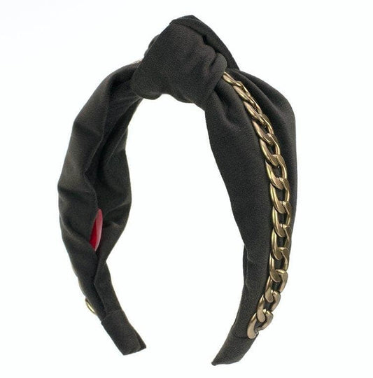 GlamRock Courtney Brown with gold chain - headband - LaVashka.com