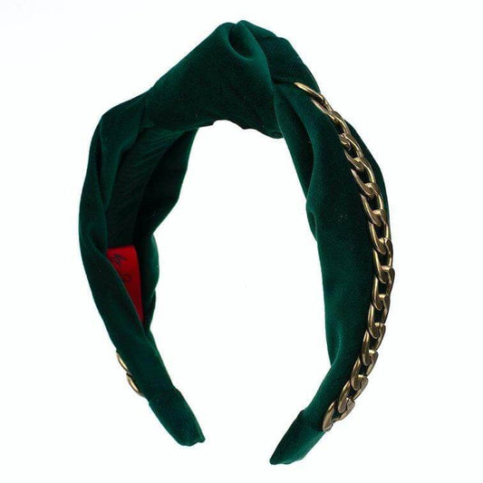 GlamRock Courtney Emerald with gold chain - headband - LaVashka.com