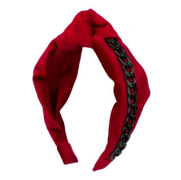 GlamRock Courtney Red with black chain - headband - LaVashka.com