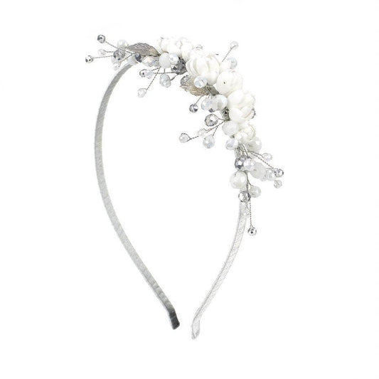 Rosa White silver - headband - LaVashka.com